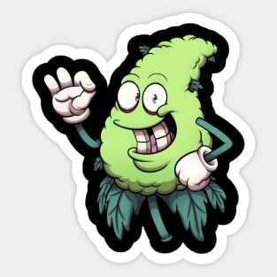 Weed Bud Character Plant Sticker